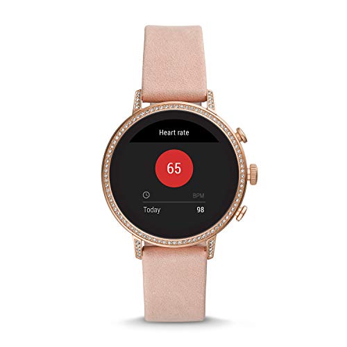 Fossil Women's Gen 4 Venture HR Heart Rate Stainless Steel and Leather Touchscreen Smartwatch, Color: Rose Gold, Pink (Model: FTW6015)